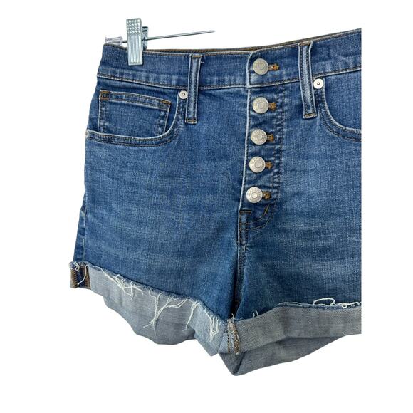 Madewell High-Rise Denim Shorts Medium Rinse Button-Fly Women's Size 24 - Picture 4 of 9
